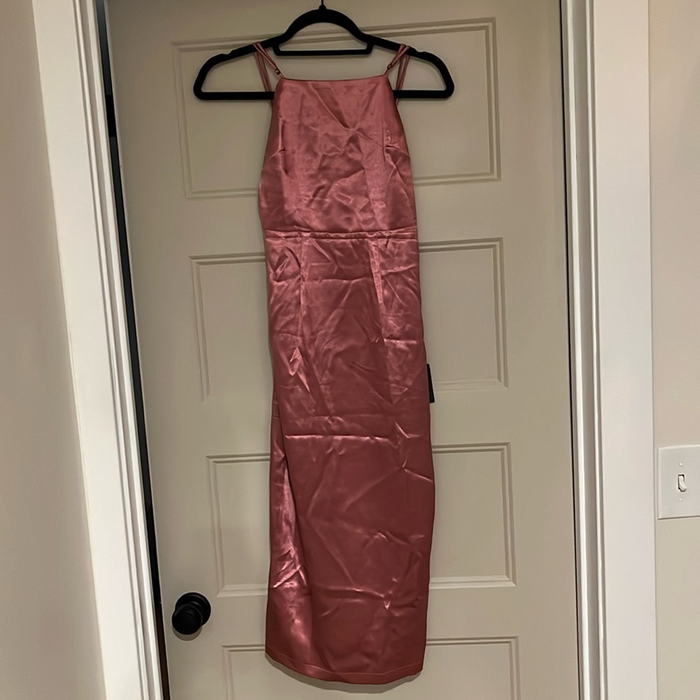 Lulus backless satin midi dress